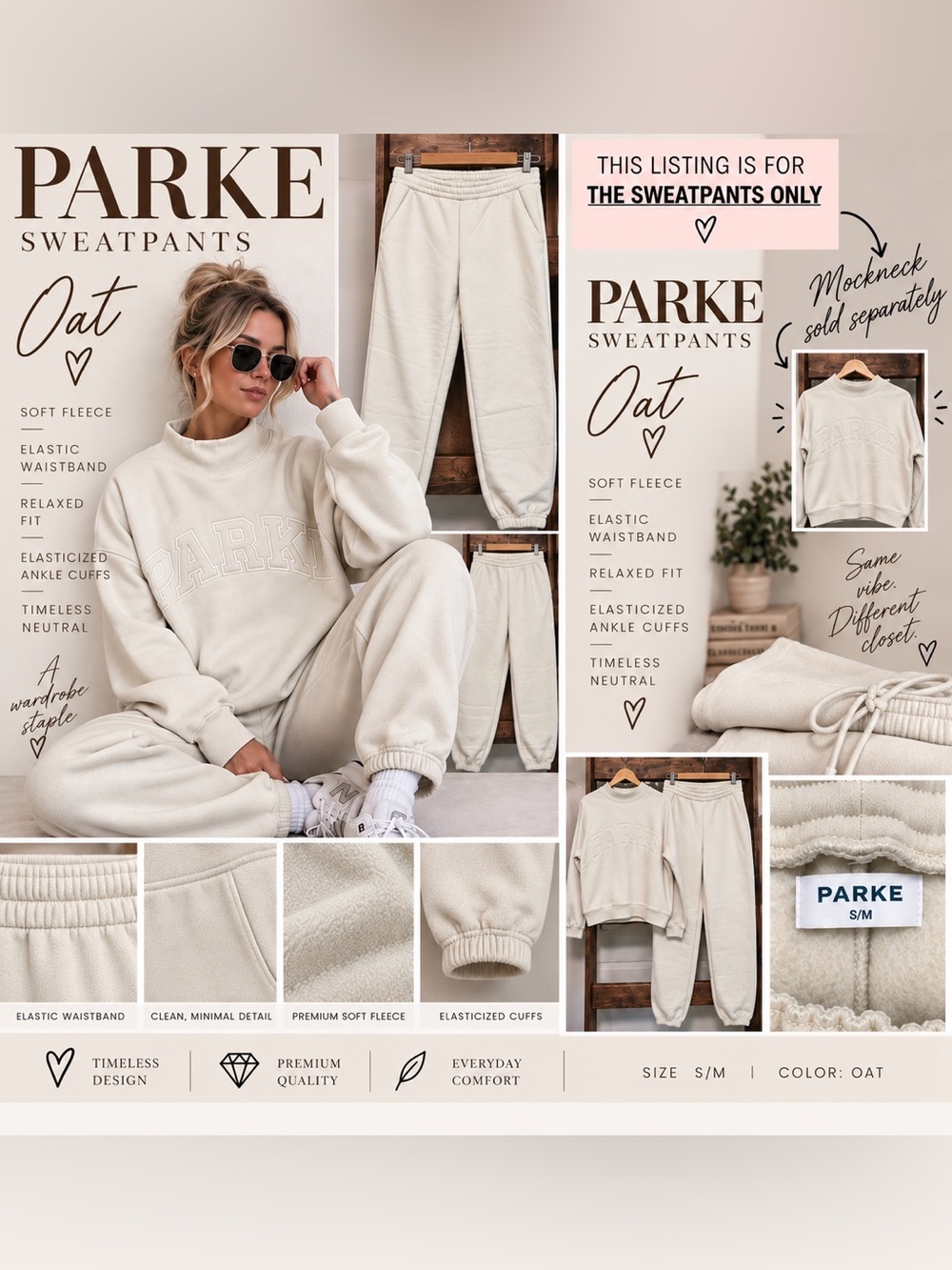 PARKE Oat Fleece Sweatpants - S/M